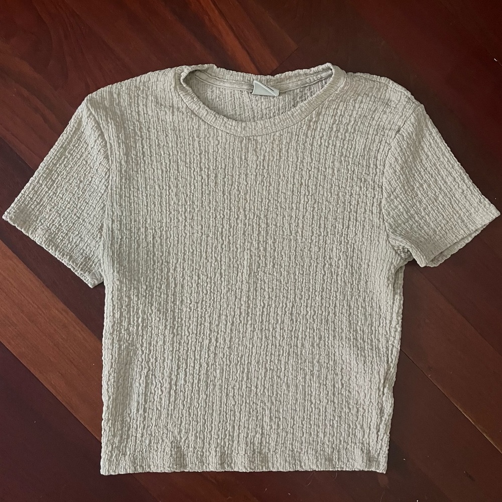 ABERCROMBIE & FITCH Textured Baby Tee in Light Brown / Tan